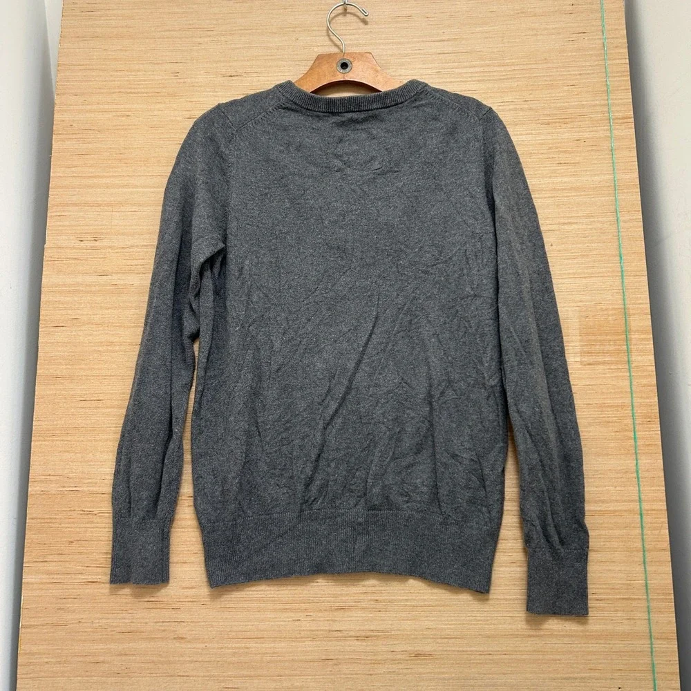 Abercrombie & Fitch Mens Gray V-Neck Sweater Embroidered Moose Logo Size L